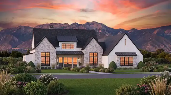 Modern Farmhouse house plans 131-110 - front exterior, 2,854 sq ft, 4 bed, 3 bath house plans | Monster House Plans
