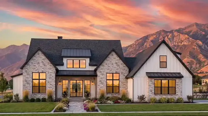 Modern Farmhouse house plans 131-126 - front exterior, 2,877 sq ft, 4 bed, 3 bath house plans | Monster House Plans