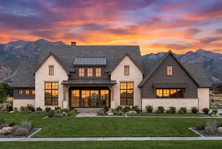 Farmhouse house plans 131-140 - front exterior, 3,563 sq ft, 4 bed, 4 bath house plans | Monster House Plans