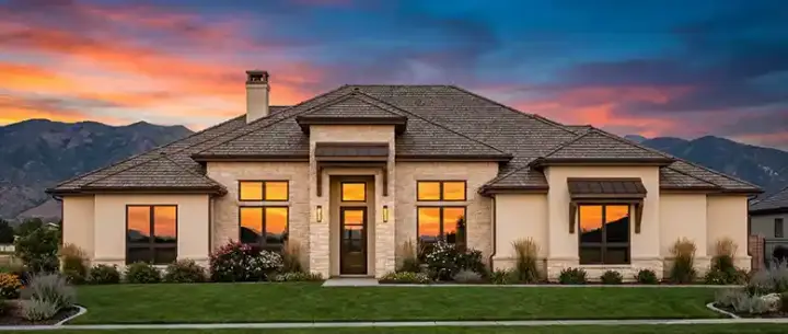 New American house plans 131-141 - front exterior, 3,621 sq ft, 4 bed, 3 bath house plans | Monster House Plans