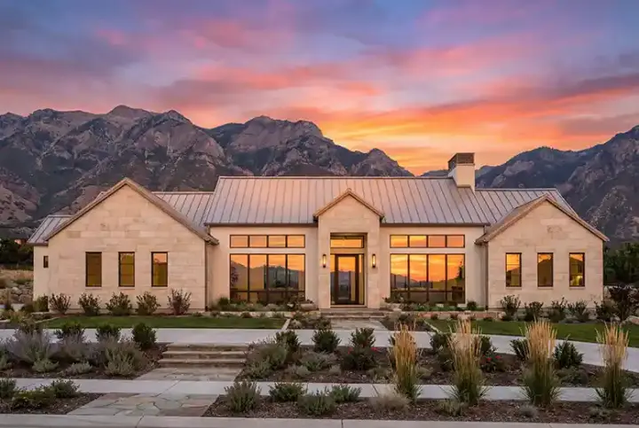 Modern Farmhouse house plans 131-149 - front exterior, 3,081 sq ft, 4 bed, 4 bath house plans | Monster House Plans