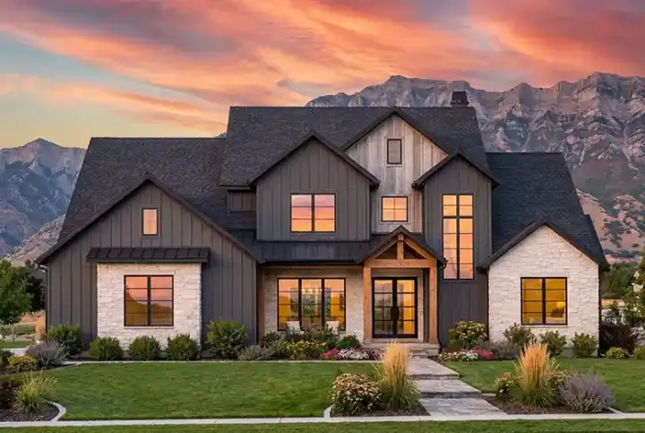 Modern Farmhouse house plans 131-159 - front exterior, 3,880 sq ft, 4 bed, 3 bath house plans | Monster House Plans
