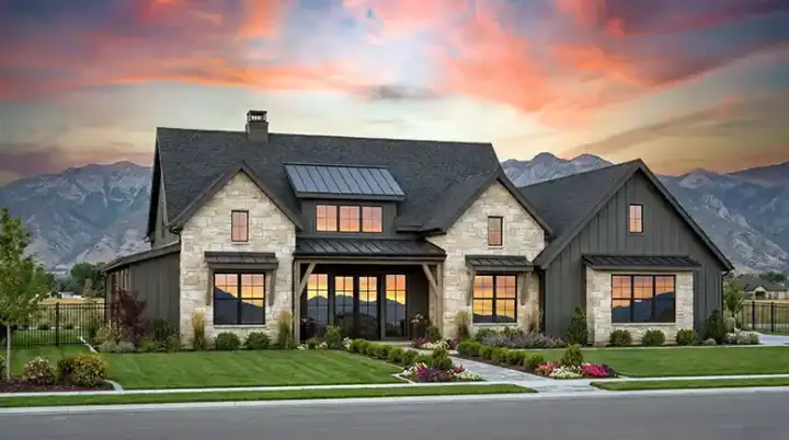 Modern Farmhouse house plans 131-178 - front exterior, 2,390 sq ft, 4 bed, 3 bath house plans | Monster House Plans