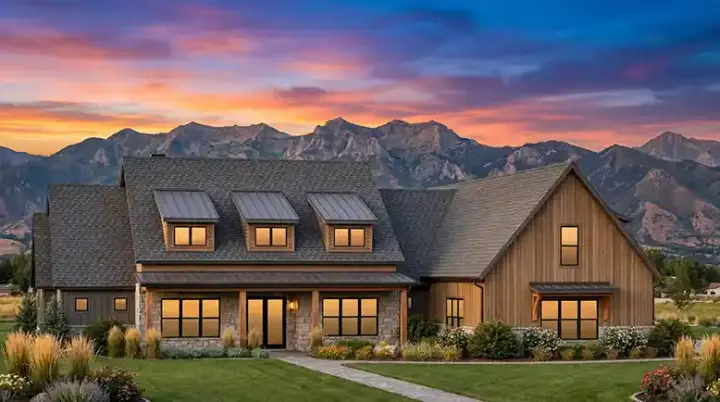 Modern Farmhouse house plans 131-199 - front exterior, 3,680 sq ft, 4 bed, 4 bath house plans | Monster House Plans