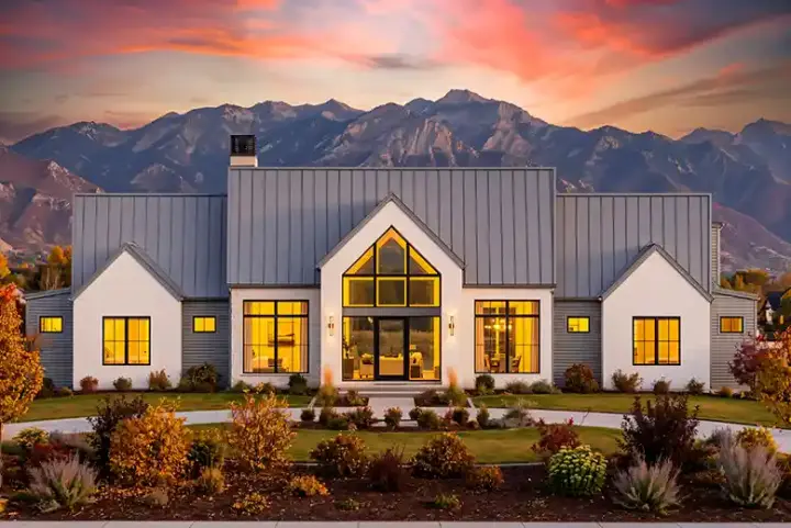 Scandinavian house plans 131-200 - front exterior, 3,637 sq ft, 4 bed, 4 bath house plans | Monster House Plans