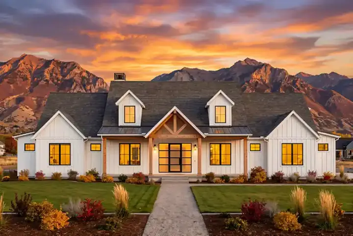 Modern Farmhouse house plans 131-202 - front exterior, 3,641 sq ft, 4 bed, 4 bath house plans | Monster House Plans