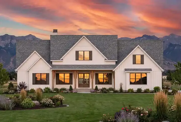 Modern Farmhouse house plans 131-220 - front exterior, 3,116 sq ft, 4 bed, 3 bath house plans | Monster House Plans