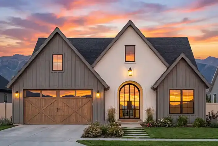 European house plans 131-230 - front exterior, 2,000 sq ft, 4 bed, 3 bath house plans | Monster House Plans