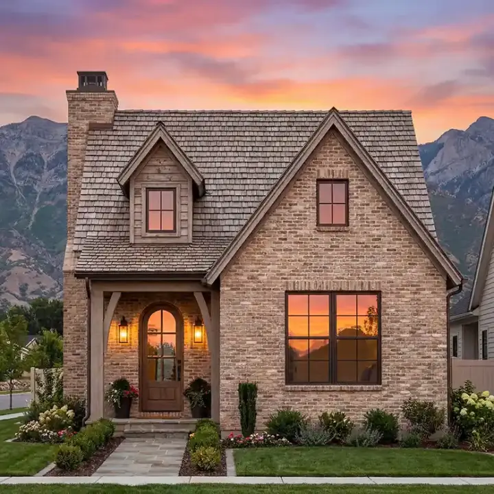 European house plans 131-235 - front exterior, 803 sq ft, 1 bed, 1 bath house plans | Monster House Plans