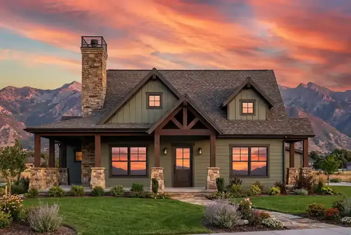 Craftsman house plans 131-247 - front exterior, 1,302 sq ft, 2 bed, 2 bath house plans | Monster House Plans