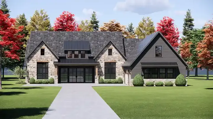 Modern Farmhouse house plans 131-252 - front exterior, 2,666 sq ft, 2 bed, 2 bath house plans | Monster House Plans