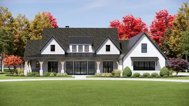 Modern Farmhouse house plans 131-254 - front exterior, 3,392 sq ft, 4 bed, 4 bath house plans | Monster House Plans