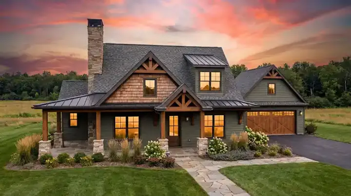 Farmhouse house plans 131-258 - front exterior, 2,115 sq ft, 3 bed, 2 bath house plans | Monster House Plans