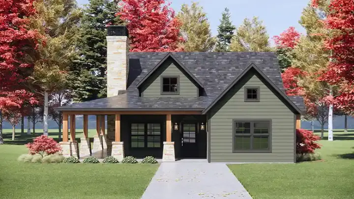 Farmhouse house plans 131-277 - front exterior, 1,512 sq ft, 3 bed, 2 bath house plans | Monster House Plans