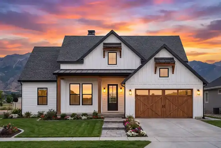 Modern Farmhouse house plans 131-287 - front exterior, 1,912 sq ft, 4 bed, 2 bath house plans | Monster House Plans
