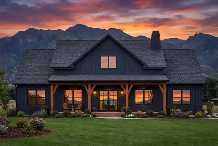 Modern Farmhouse house plans 131-293 - front exterior, 2,133 sq ft, 3 bed, 2 bath house plans | Monster House Plans