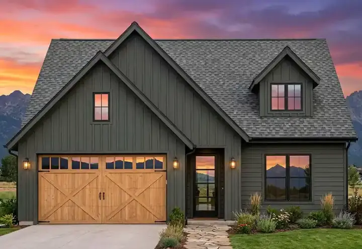 Modern Farmhouse house plans 131-299 - front exterior, 1,401 sq ft, 3 bed, 2 bath house plans | Monster House Plans