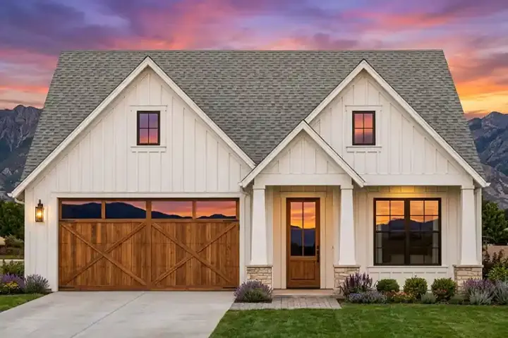 Modern Farmhouse house plans 131-304 - front exterior, 1,872 sq ft, 4 bed, 3 bath house plans | Monster House Plans