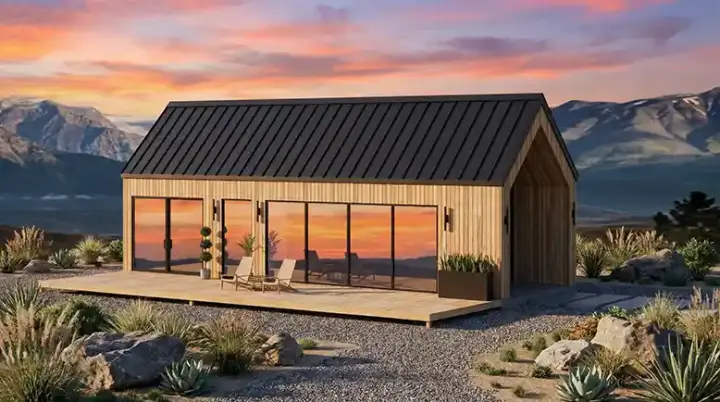 Accessory Dwelling Unit house plans 131-306 - front exterior, 641 sq ft, 1 bed, 1 bath house plans | Monster House Plans