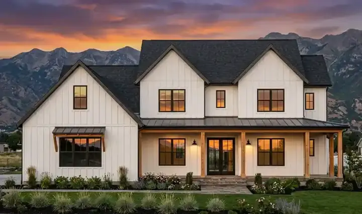 Modern Farmhouse house plans 131-313 - front exterior, 3,564 sq ft, 4 bed, 4 bath house plans | Monster House Plans