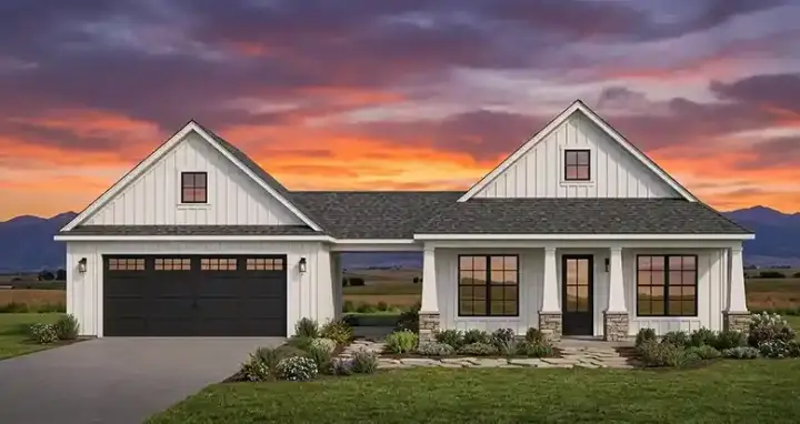 Country house plans 131-317 - front exterior, 1,560 sq ft, 3 bed, 2 bath house plans | Monster House Plans