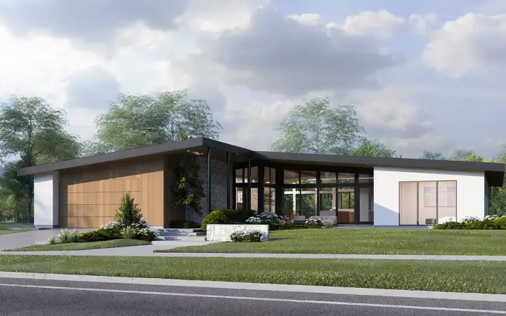 Contemporary house plans 133-101 - front exterior, 3,118 sq ft, 3 bed, 3 bath house plans | Monster House Plans