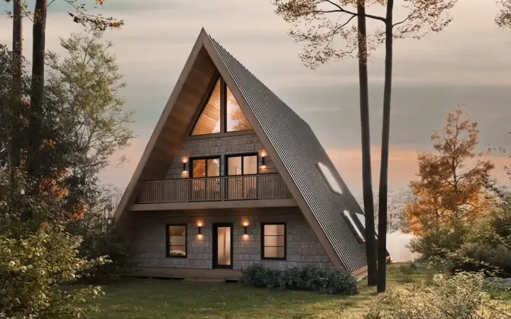 A-Frame house plans 133-111 - front exterior, 2,025 sq ft, 4 bed, 3 bath house plans | Monster House Plans