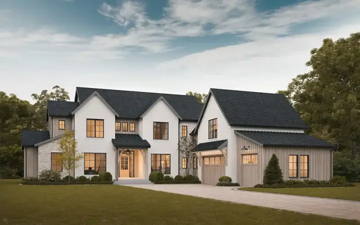 Modern Farmhouse house plans 133-119 - front exterior, 4,754 sq ft, 4 bed, 4 bath house plans | Monster House Plans