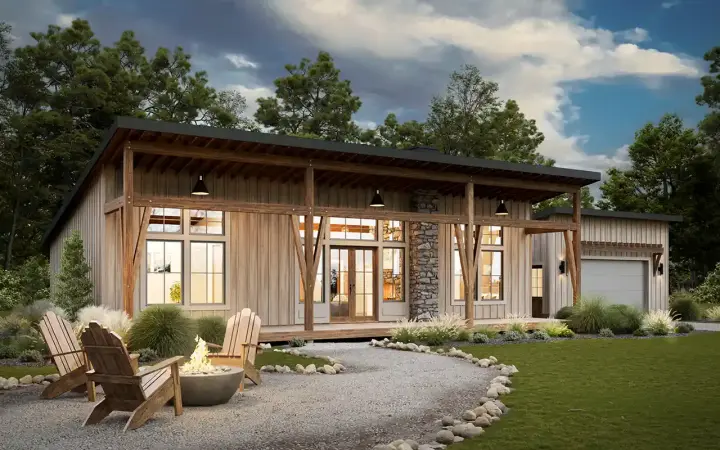 Modern Farmhouse house plans 133-123 - front exterior, 1,642 sq ft, 3 bed, 2 bath house plans | Monster House Plans