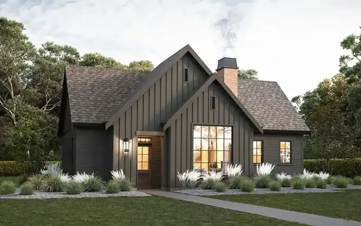 Cottage house plans 133-124 - front exterior, 967 sq ft, 2 bed, 2 bath house plans | Monster House Plans
