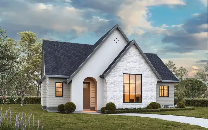 European house plans 133-132 - front exterior, 1,244 sq ft, 2 bed, 2 bath house plans | Monster House Plans