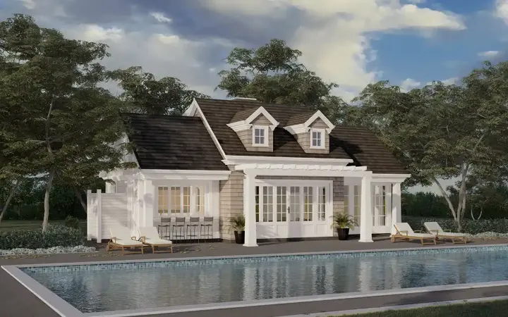 Southern house plans 133-143 - front exterior, 1,270 sq ft, 1 bed, 1 bath house plans | Monster House Plans