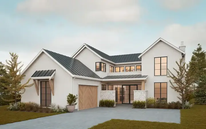 Modern house plans 133-153 - front exterior, 4,592 sq ft, 5 bed, 5 bath house plans | Monster House Plans