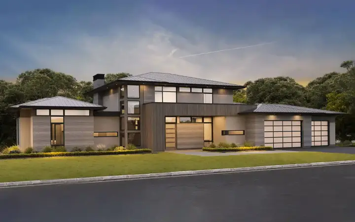 Contemporary house plans 133-154 - front exterior, 3,499 sq ft, 5 bed, 4 bath house plans | Monster House Plans
