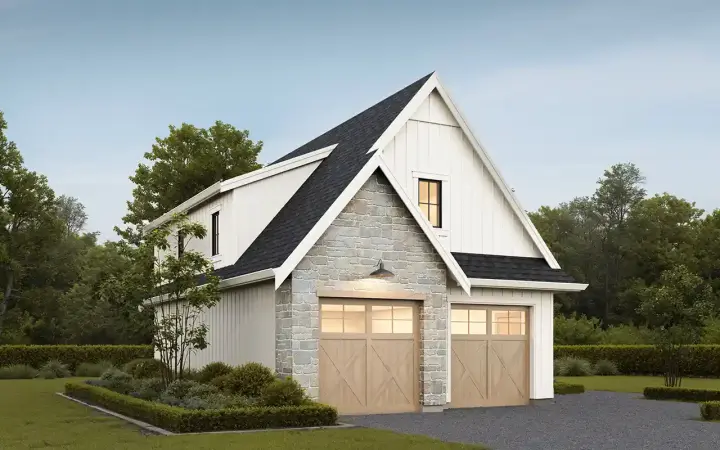 Modern Farmhouse house plans 133-155 - front exterior, 1,017 sq ft, 2 bed, 1 bath house plans | Monster House Plans