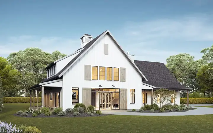 Farmhouse house plans 133-157 - front exterior, 3,196 sq ft, 4 bed, 2 bath house plans | Monster House Plans
