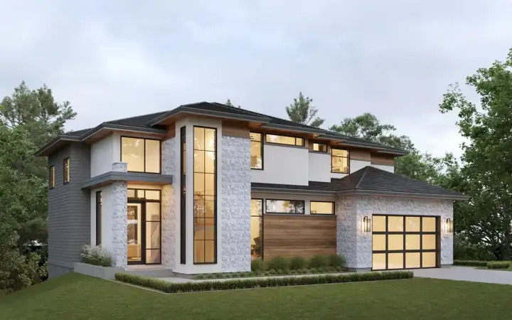Modern house plans 133-160 - front exterior, 2,622 sq ft, 3 bed, 2 bath house plans | Monster House Plans