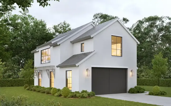 Contemporary house plans 133-161 - front exterior, 887 sq ft, 1 bed, 1 bath house plans | Monster House Plans