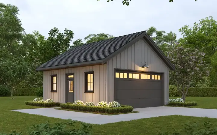 Modern Farmhouse house plans 133-166 - front exterior, 480 sq ft, 0 bed, 0 bath house plans | Monster House Plans