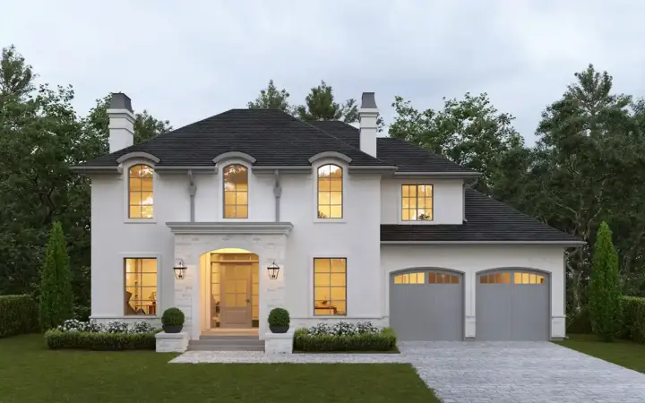 European house plans 133-168 - front exterior, 3,415 sq ft, 4 bed, 2 bath house plans | Monster House Plans