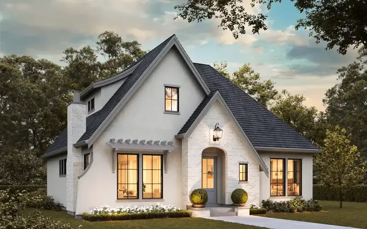 European house plans 133-169 - front exterior, 2,065 sq ft, 3 bed, 2 bath house plans | Monster House Plans