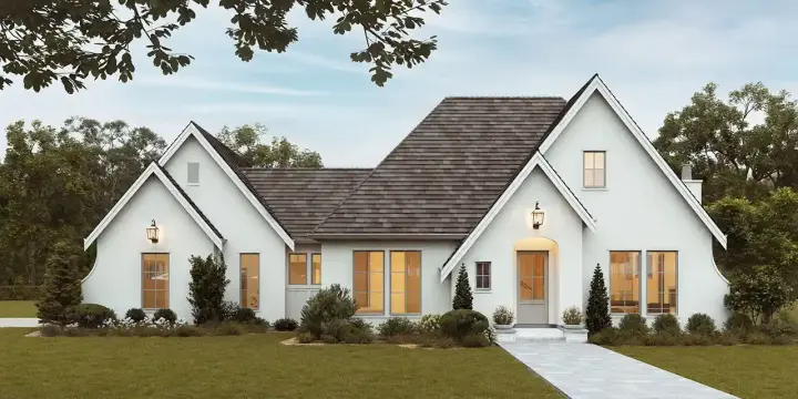 European house plans 133-174 - front exterior, 2,951 sq ft, 3 bed, 2 bath house plans | Monster House Plans