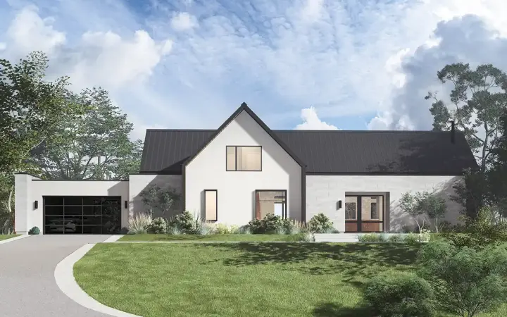 Modern house plans 133-175 - front exterior, 3,608 sq ft, 4 bed, 2 bath house plans | Monster House Plans