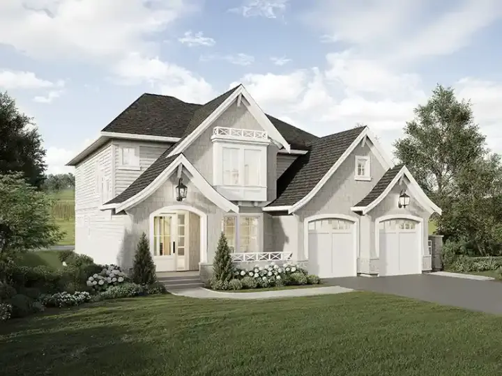 European house plans 133-185 - front exterior, 2,910 sq ft, 4 bed, 2 bath house plans | Monster House Plans