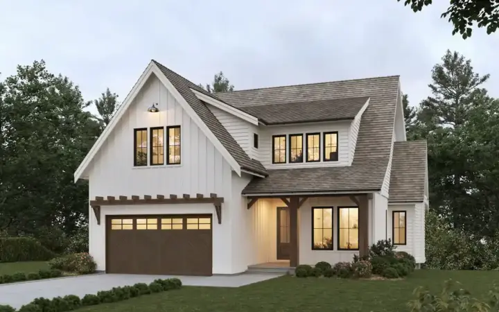 Modern Farmhouse house plans 133-187 - front exterior, 2,678 sq ft, 4 bed, 3 bath house plans | Monster House Plans