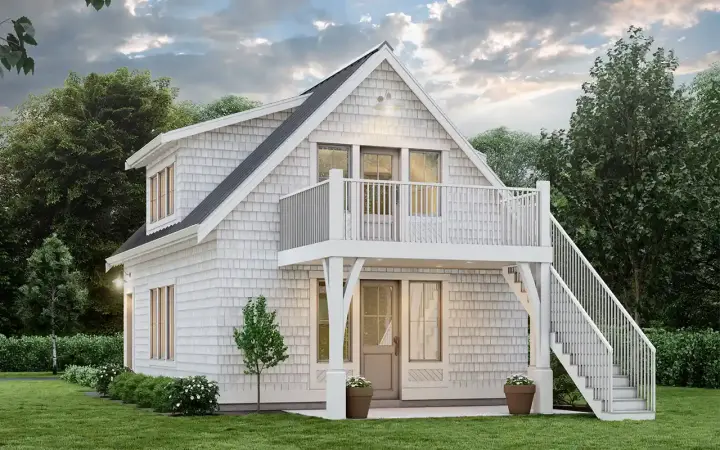 Country house plans 133-188 - front exterior, 553 sq ft, 1 bed, 1 bath house plans | Monster House Plans