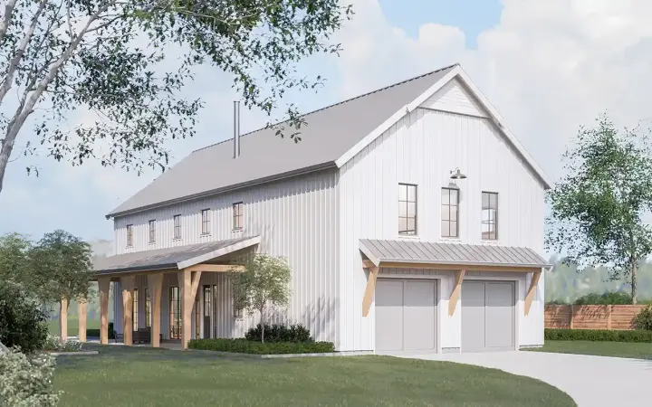 Modern Farmhouse house plans 133-200 - front exterior, 3,450 sq ft, 4 bed, 3 bath house plans | Monster House Plans