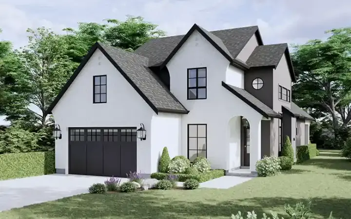 European house plans 133-214 - front exterior, 2,470 sq ft, 3 bed, 2 bath house plans | Monster House Plans
