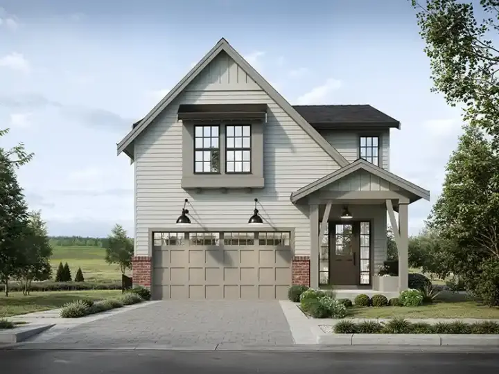 New American house plans 133-215 - front exterior, 1,961 sq ft, 4 bed, 2 bath house plans | Monster House Plans