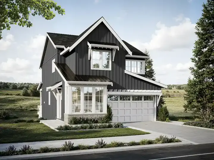 New American house plans 133-216 - front exterior, 1,968 sq ft, 4 bed, 2 bath house plans | Monster House Plans
